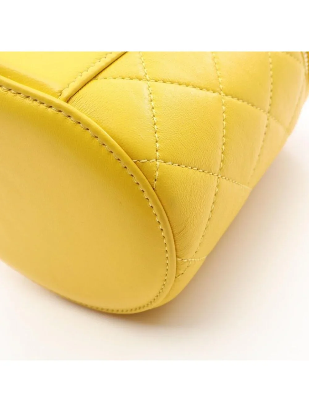Chanel Shoulder Bag Quilted Vanity Yellow Lambskin Chain